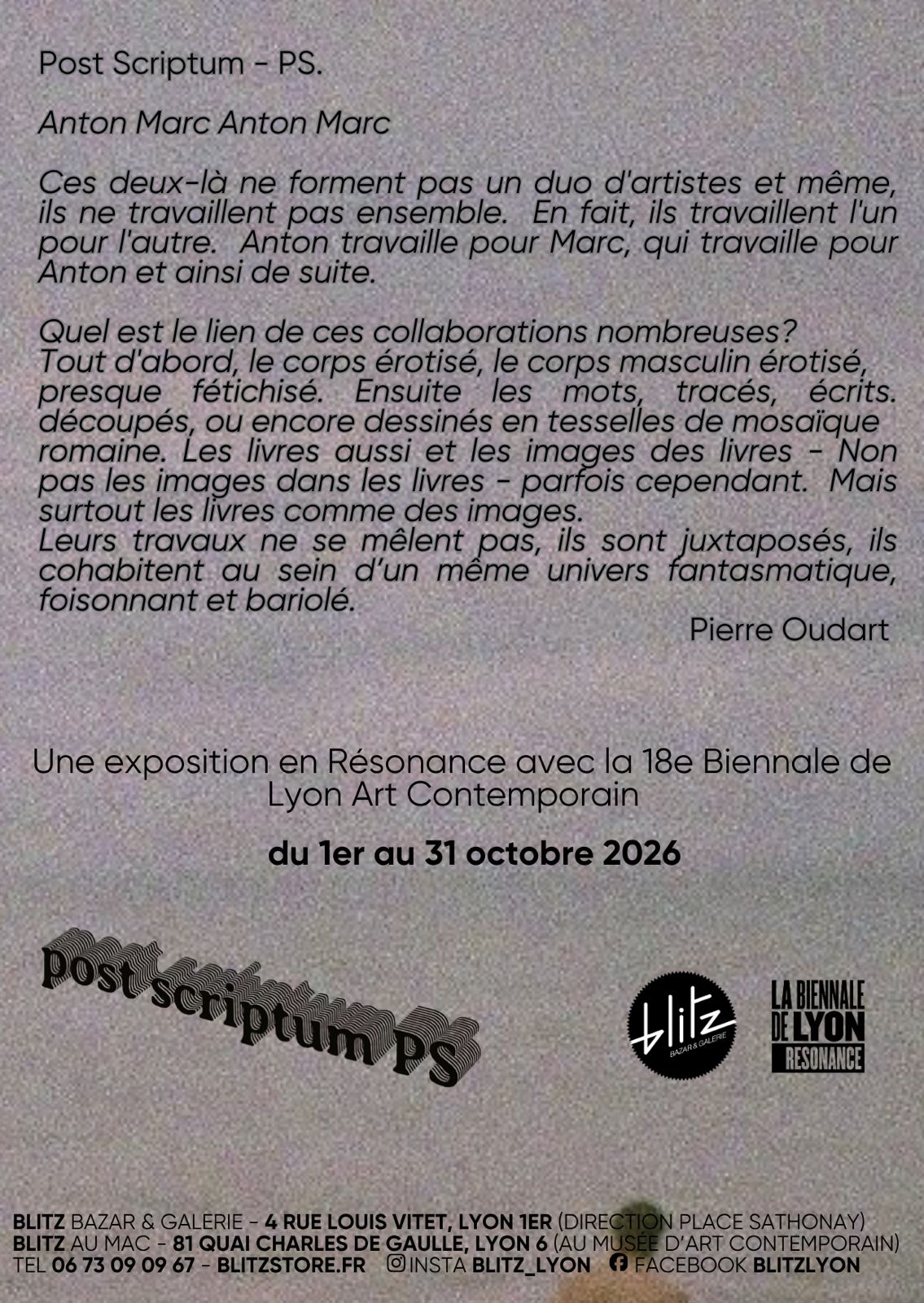 Psost Scriptum PS - octobre 2026 - Lyon